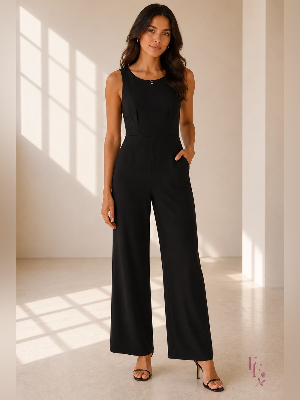 Antonio Melani Black Wide Leg Cutout Back Jumpsuit Sleeveless Size 0